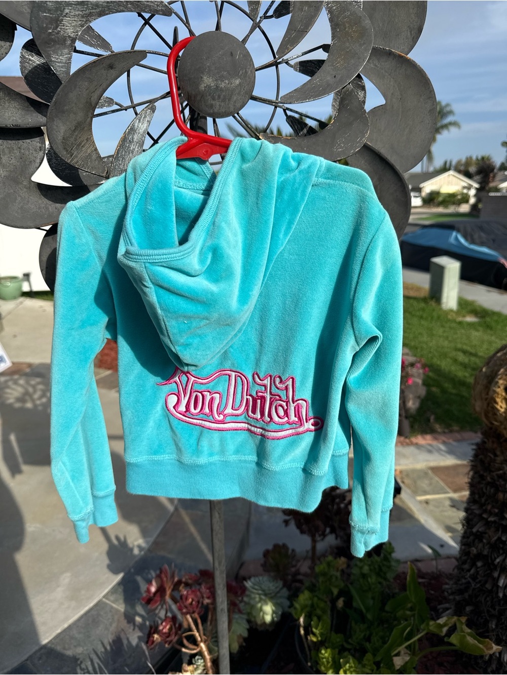 Vintage Von Dutch Kids Turquoise Hoodie Sweater